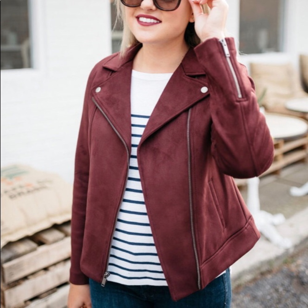 NEW Burgundy faux suede jacket